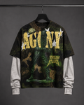“AGONY” - Boxy Fit Camo Tee (white undershirt)