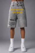 “Root of Evil” Graphic Rhinestone Double Jorts